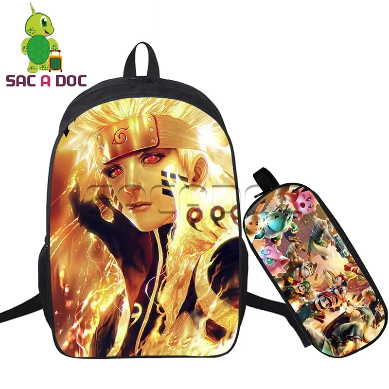 

Anime Naruto Backpack Pencil Case Naruto Sasuke Kakashi Prints School Backpack for Teens Students Laptop Backpack 2pcs Set