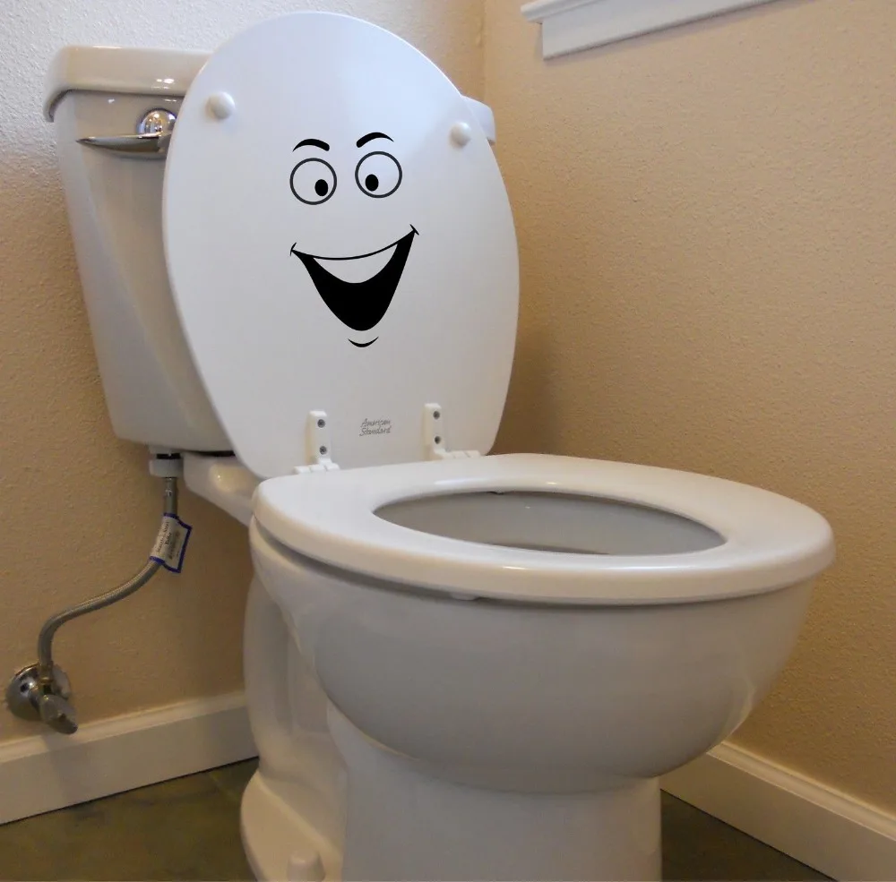 DSU 20X13cm Smiley face decal for toilet laptop car funny bathroom potty training sticker Funny