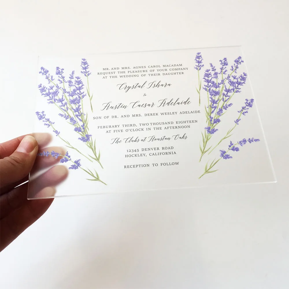  Customized Romantic Water Color Style 5x7inch Frosted Acrylic Wedding Invitation Cards 100 Sets Per - 32848177468