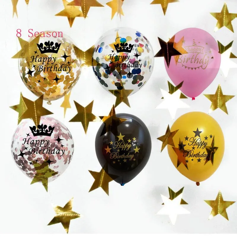 

8 Season happy birthday Latex balloon Golden Rose Gold Blue Birthday Party Decorations Kids Wedding Supplies Baby Shower Globos