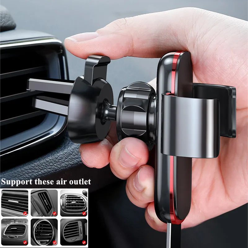 Baseus All Metal Car Phone Holder Universal Gravity phone holder in car Auto-locked Air Vent Stand Mount Holder For iPhone X 8 7