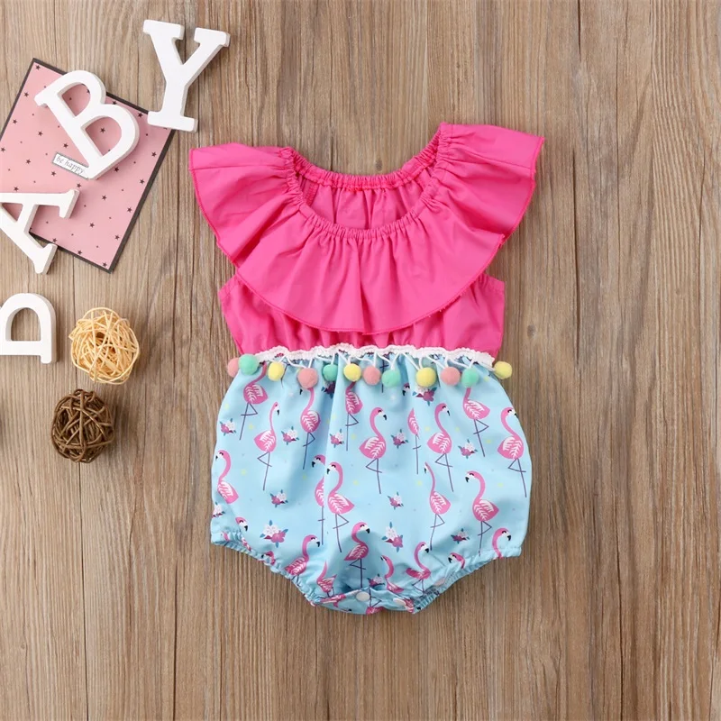Pudcoco Одежда для новорожденных детская одежда для маленьких девочек, милый комбинезон с Фламинго комбинезон с принтом "помады" POM Детский комбинезон одежда для девочек