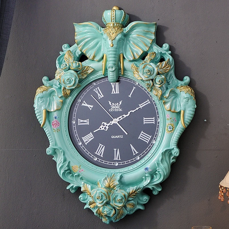 Retro Wall Clock Villa Wall Clock Elephant C  