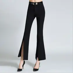 Для женщин большие размеры flare d Штаны брюки 2019 Мода весна хлопок blended дамские узкие брюки с высокой талией расклешенные брюки женские