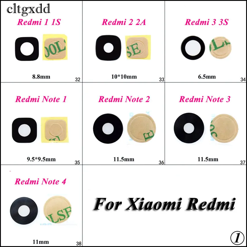 

cltgxdd 2PCS Rear Back Camera Lens Cover For Xiaomi Mi 2 2S 3 4 4C 5 5Splus Note Max For Redmi Note 1 2 3 4 Redmi 1S 2 2A 3 3S
