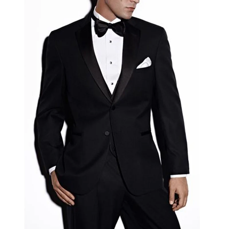 

Black Business Slim Fit Men Suits Groom Wear Notched Lapel 3 Piece Wedding Groom Tuxedos Male Set Suit Jacket Pants Vest
