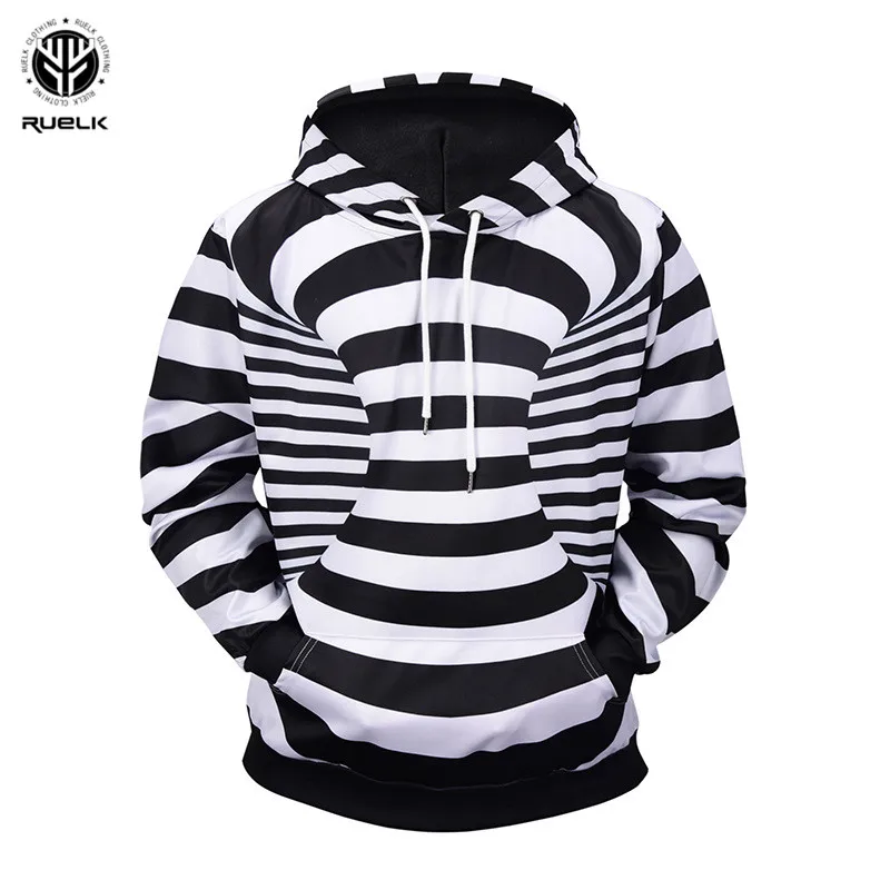 

RUELK Men 3D Hoodies Stereoscopic Hoodies 3D Space Long Sleeve Hooded Striped Men Hoodies Hip Hop Fashion Streetwear Plus Size