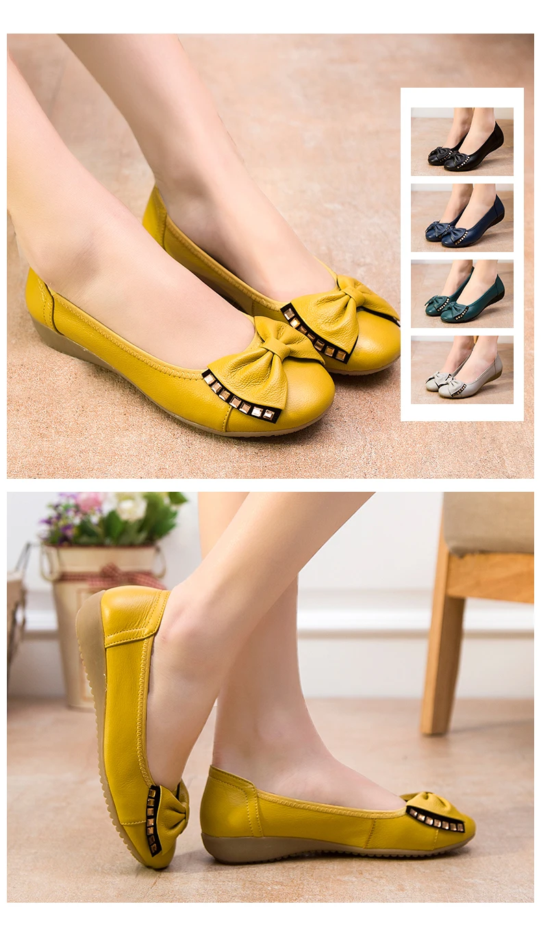 MUYANG MIE/ г. Женская обувь на плоской подошве размера плюс(34-43), весенние балетки из натуральной кожи на плоской подошве женские повседневные Мягкие лоферы, женская обувь