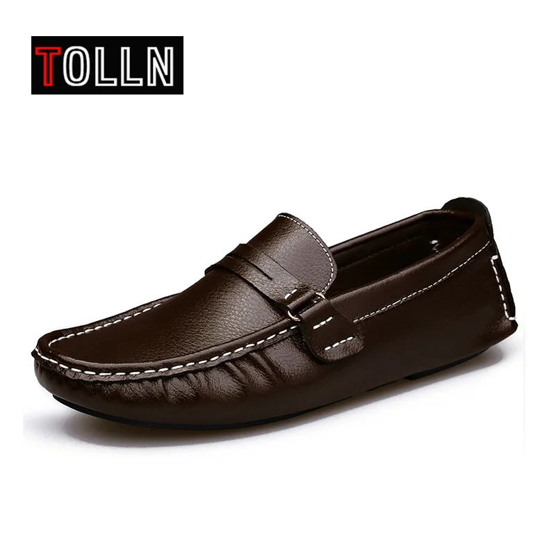 

Genuine Leather Shoes Men Brand Footwear Non-slip Thick Sole Fashion Men's Casual Shoes Male High Quality Cowhide Loafers