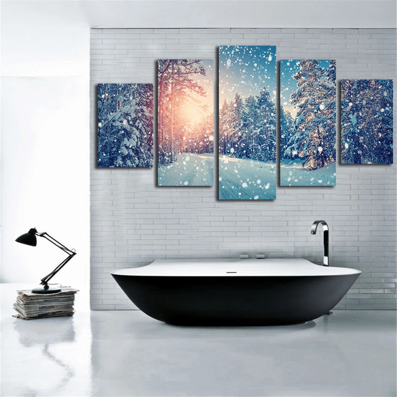 

Snow Canvas Paintings 5 Piece Wall Art Oil Printing Style Design Picture For Living Room Classical European Prints No Frame