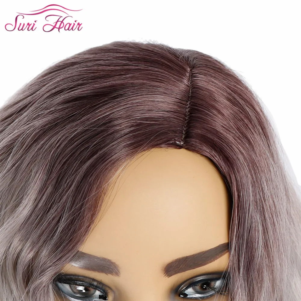 Сури волосы 16 дюймов синтетический объемный волнистый парик без челки короткий парик для белых женщин афроамериканская Леди Синтетический Косплей