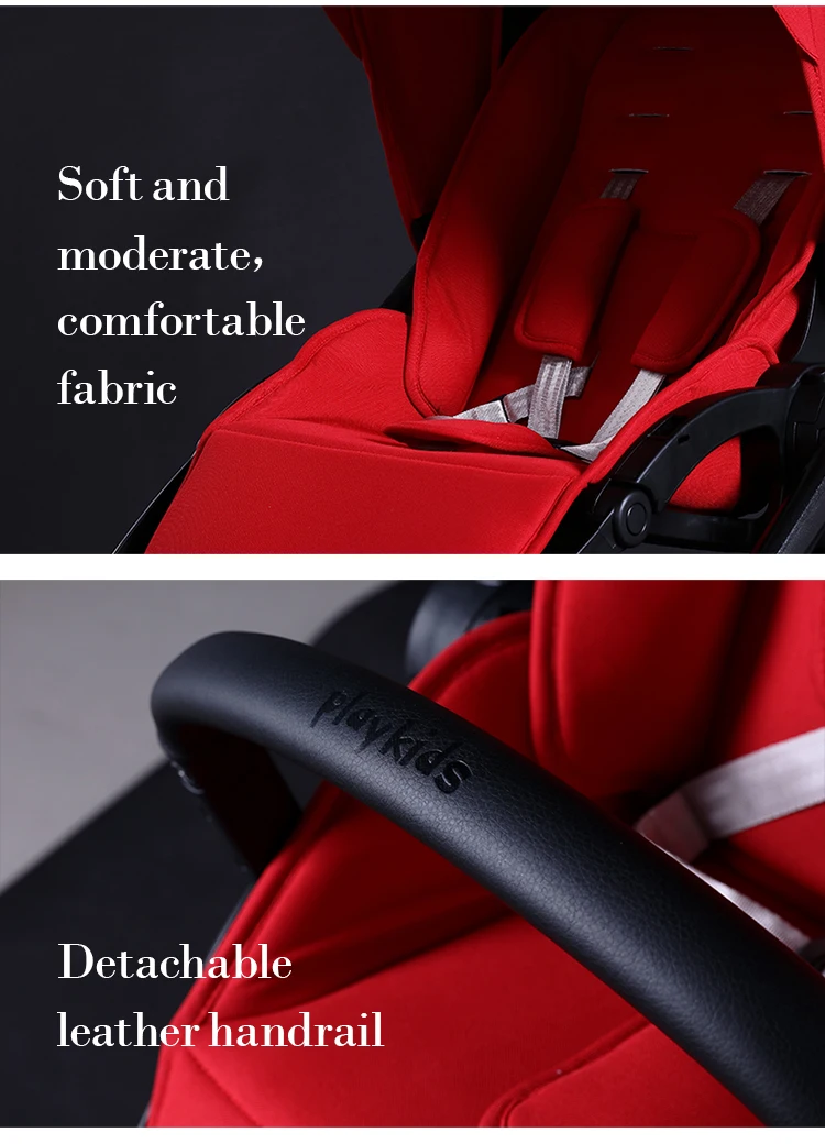 Playkids Luxury Baby Stroller Can Sit and Lie High land-scape Fashion Carriage Pram 4 Season Tow Way Push and Folding A Key Fold