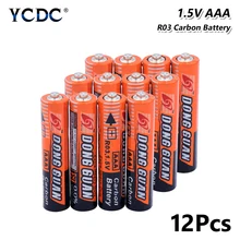 Piles AAA 1.5V carbone-ZINC HR03 UM4 LR03 MN2400 MICRO FR03 pour clavier MP3 de rasoir, 12 pièces