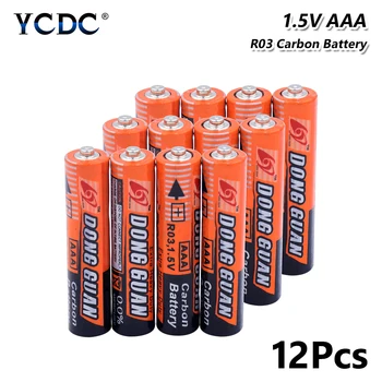 

12PCS AAA BATTERY 1.5V CARBON-ZINC BATTERIES HR03 UM4 LR03 MN2400 MICRO FR03 FOR MP3 KEYBOARD RAZOR