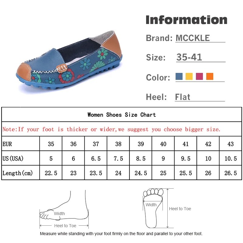 MCCKLE/осенние женские повседневные Мокасины на плоской подошве; женская обувь из натуральной кожи с закрытым носком без застежки; лоферы с цветочным принтом; женская обувь на плоской подошве для отдыха