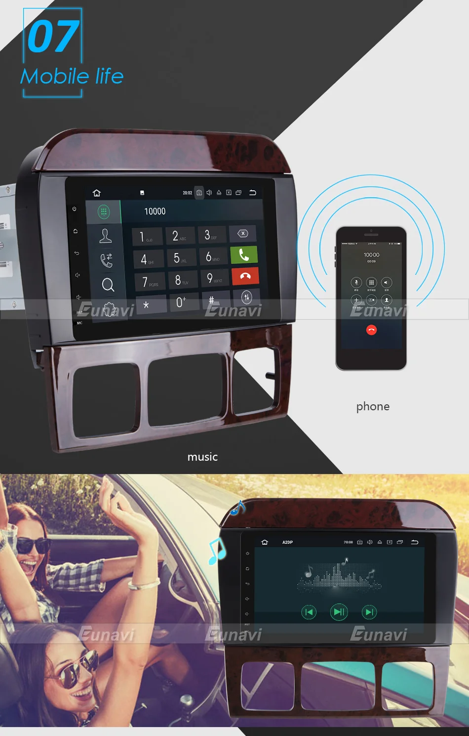 Clearance Eunavi 4 Core 2 Din Android 7.1 Car Radio Stereo Player GPS Navigation For Mercedes-Benz S-Class W220 CL-Class W215 Bluetooth 13