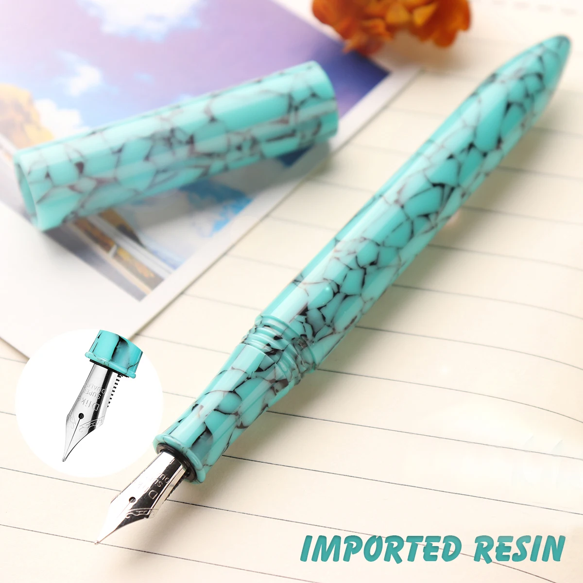 

Resin Blue material Fountain Pen calligraphy Nib 0.38mm write Office school supplies