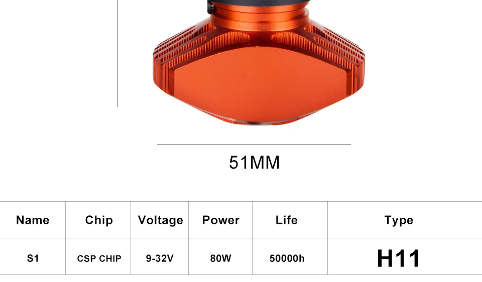 Aceersun CSP 80W H11 H9 H8 single Beam Fanless LED Headlight Bulbs 12000LM 6500K 12v 24v Auto Led Headlamp Fog Lamp for Toyota (9)