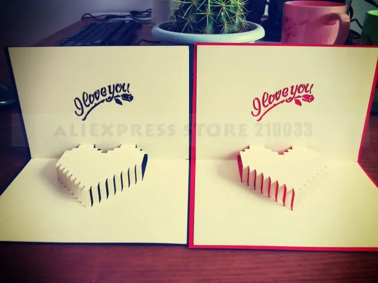 i love you handmade creative kirigami origami 3d heart pop up