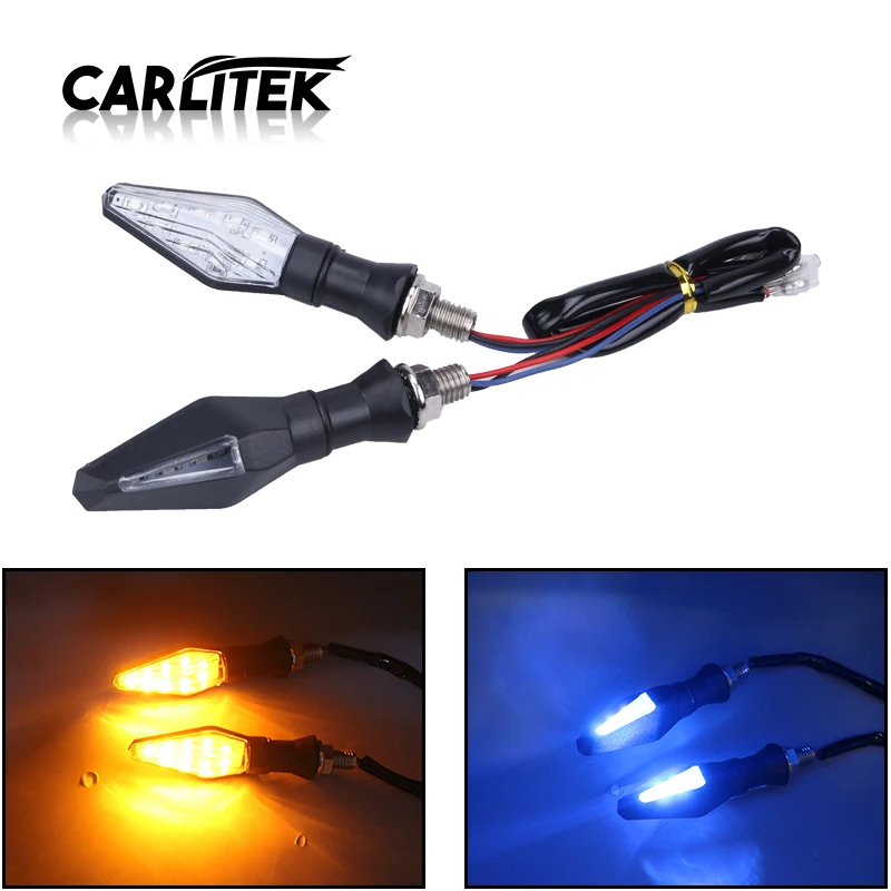 CARLitek luz freno moto 12led сигнальные огни 12 В светодиодный указатель поворота clignotant moto universel Янтарный синий левый и правый боковые лампы