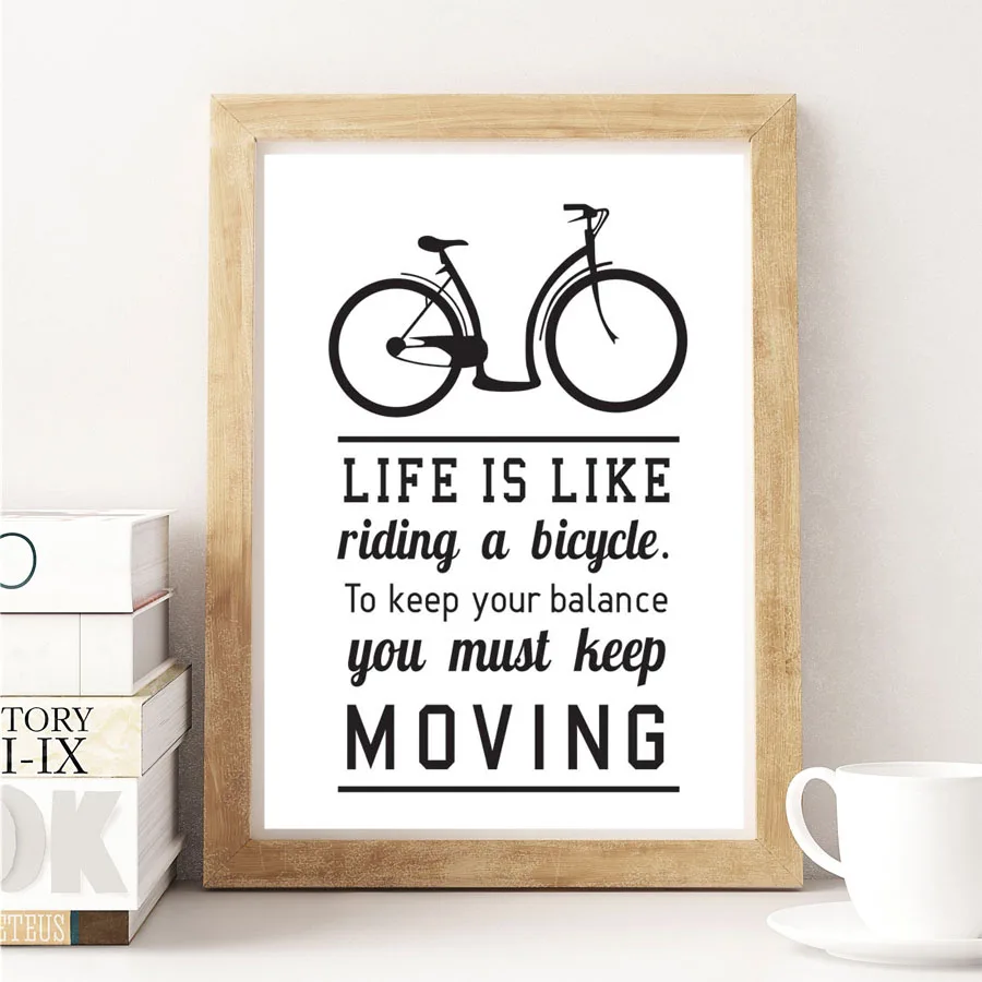 line Shop Life Is Like Riding A Bicycle Letter Inspiring Quotes A4 Canvas Art Print Painting Poster Wall Decoration Living Room Home Decor