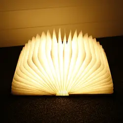 LightMe USB Перезаряжаемые светодиодный складной деревянный, в форме книги Настольный лампа, ночник света для домашнего декора теплый белый