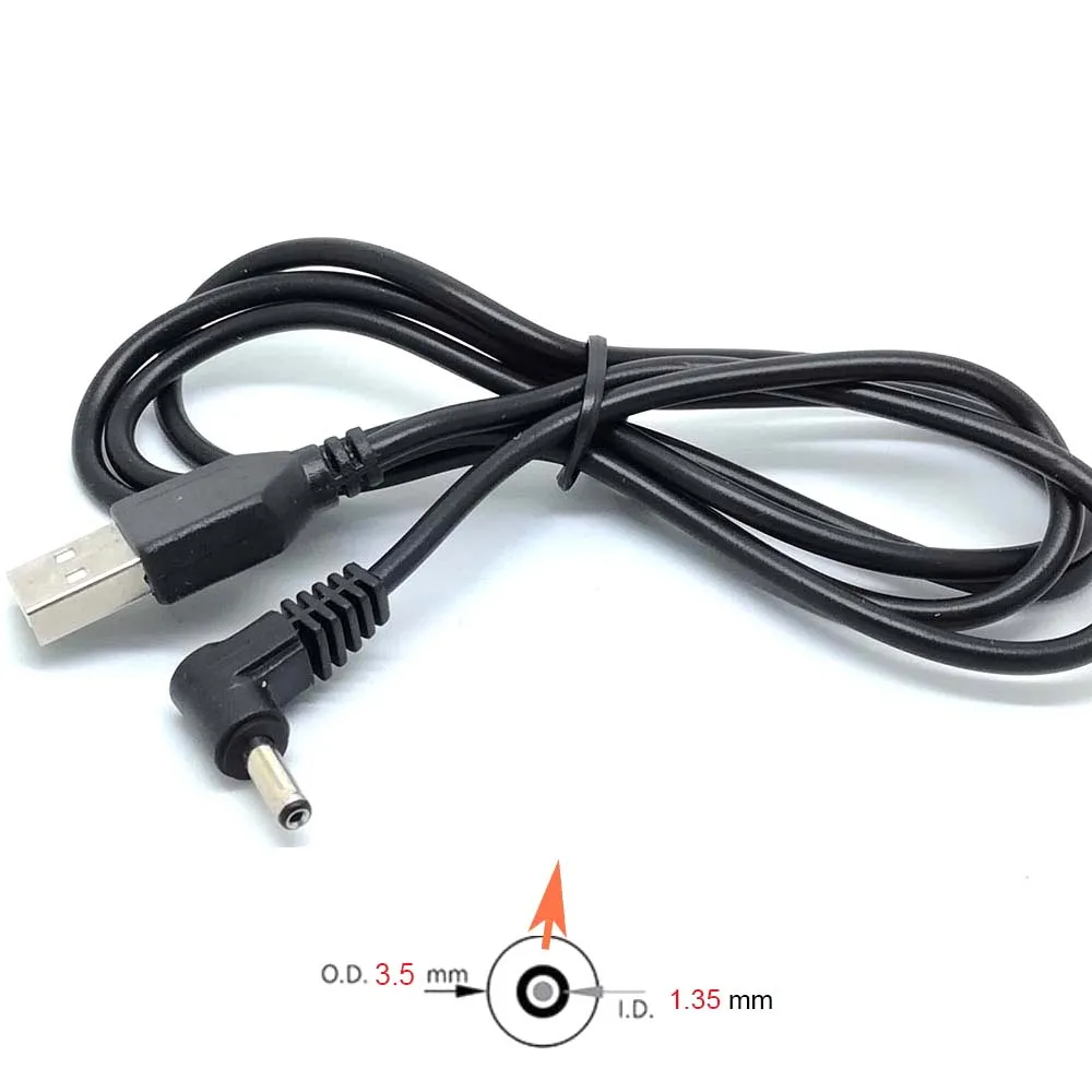 90 Angle PC USB Male to 5V DC 3.5mm x 1.35mm Barrel Connector Power Cable cord adapter