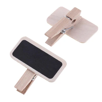 

12pcs Mini Wooden Home Signs With Clip Labels Mini Chalkboard Message Board Weddings Reusable Decoration Retangle Office
