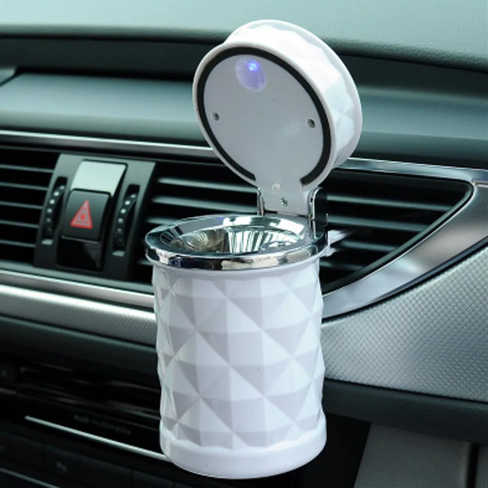 

New Creative 2 Colors LED Lights Clamshell Trash Can Auto Garbage Dust Case Holder Box Bin
