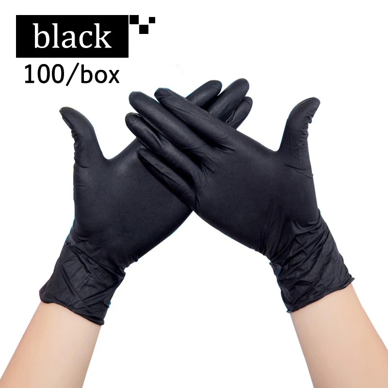 Медицинские перчатки, одноразовые безопасные перчатки для садовой работы, для кухни, для домашнего использования, из нитриловой резины, синие, черные, белые лабораторные перчатки