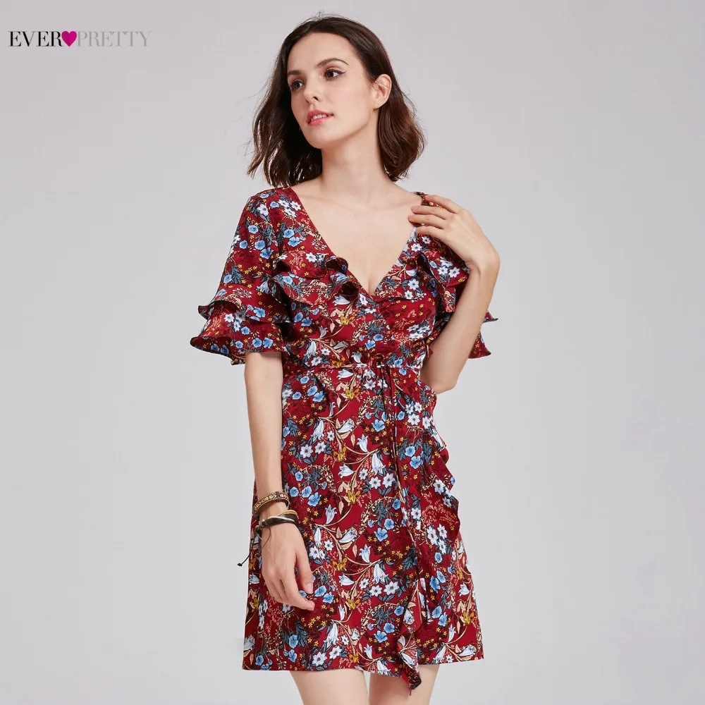 Printed Homecoming Dresses Ever Pretty AS05928 A line Cheap Mini Sexy New Arrival Hot Sale ...