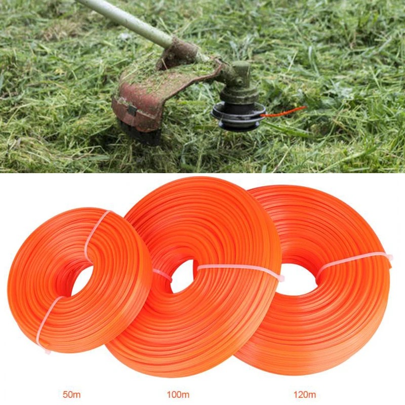 50/100/120m Width 3mm Trimmer Line Nylon Cord Wire Square String Petrol