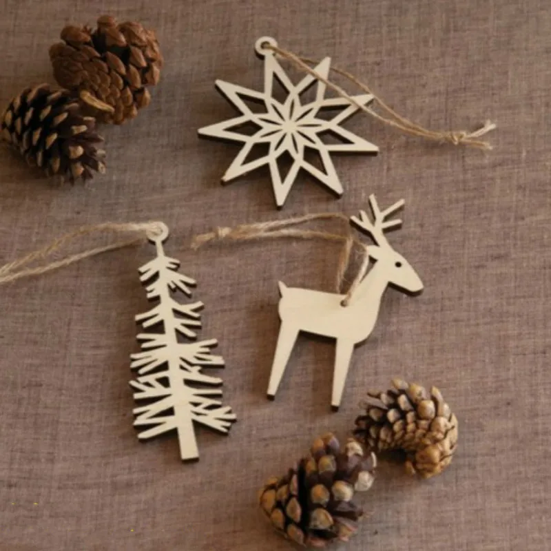 

3 PCS/SET Wooden Christmas Tree Hanging DECORATION Santa Claus Xmas Ornaments Home Decor Moose Pendant NEW YEAR Gift