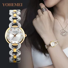 YOHEMEI Simples Damas Pequeño Dial Redondo de Oro Rosa Esqueleto Pulsera Para Mujer Relojes Top Brand Reloj de Cuarzo Ocasional Waches Mujeres