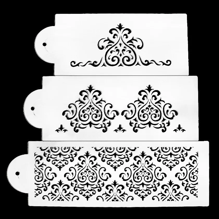 cheap 3PCS cake biscuit stencil bakery tool fondant mold crown king princess queen Bakeware Baking Fondant Cake Stencil Template Mold