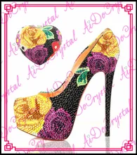 Aidocrysta Exquisite Italienische mode Plattform strass high heels sexy stöckelschuhe mit handtasche