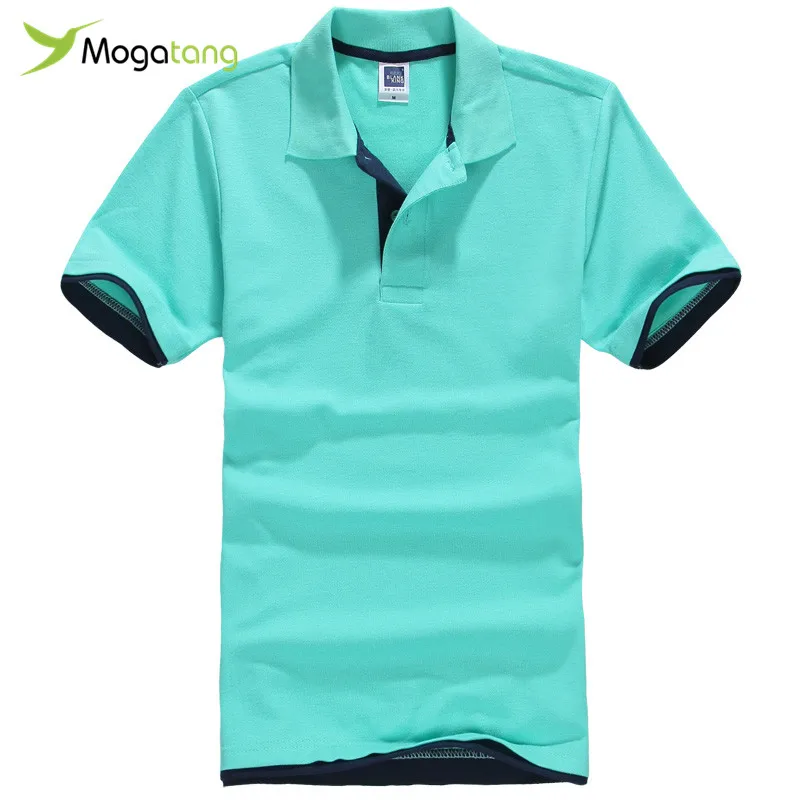Mogatang Фьюжн Мужчины Polo Рубашка Повседневная Твердые Короткий Рукав Контрастность