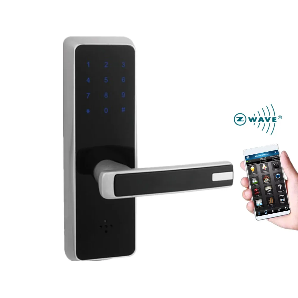 

Wireless APP Smart Z-wave Door Lock, touch screen PIN Code MF Card and Keyless remotely control for Apartment or Hotel
