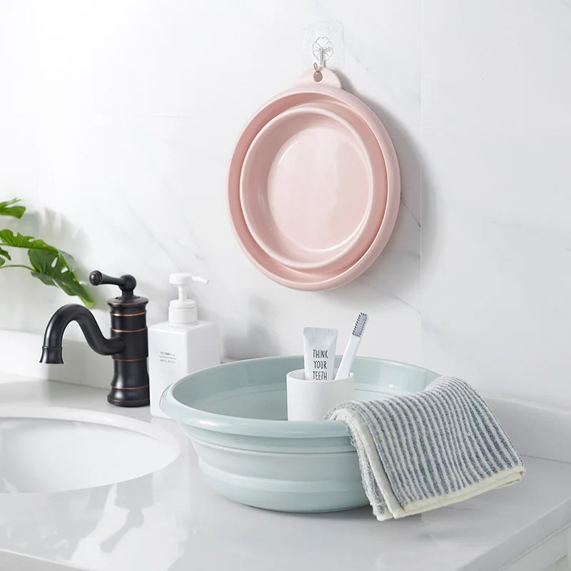 

Multifunctional folding wash basin plastic thickened water basin portable travel outdoor folding wash basin camping tools 2 size