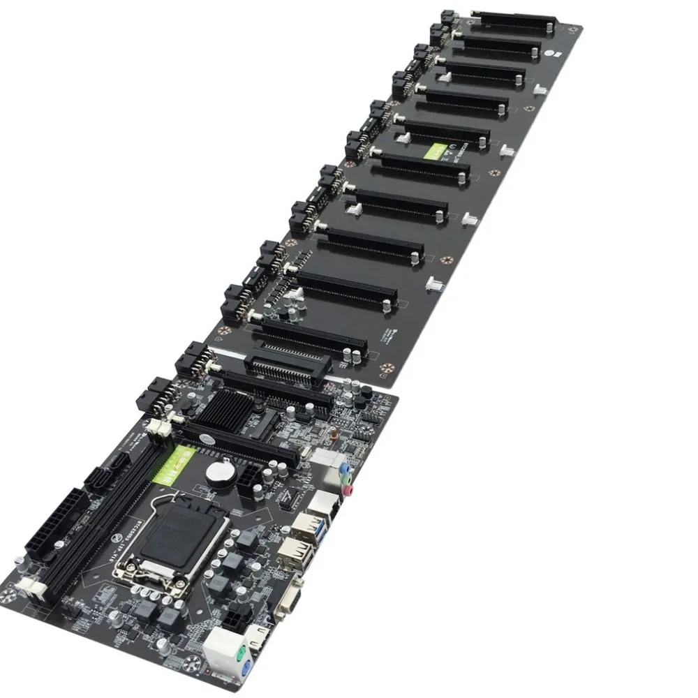 

CPU LGA 1151 BLACK Mainboard Motherboard Intel B250 BTC DDR3 Sockets 12 x PCI-E X16 Card SATA3.0 BTC Motherboard