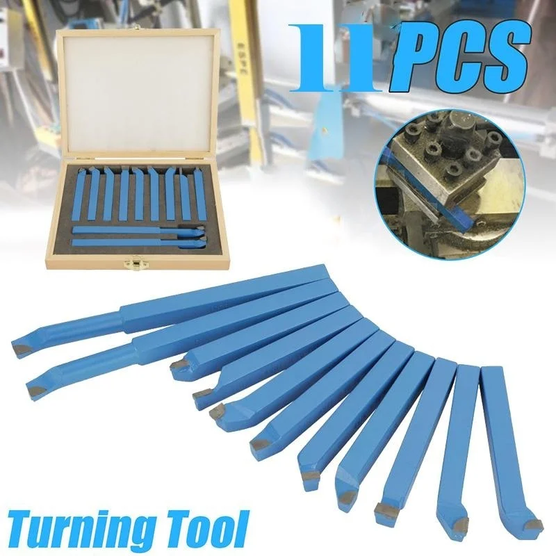 

11PCS CNC Lathe Tools Carbide Brazed Tipped Cutter Tool Bit Cutting Set Kits Welding Turning Tool Holder