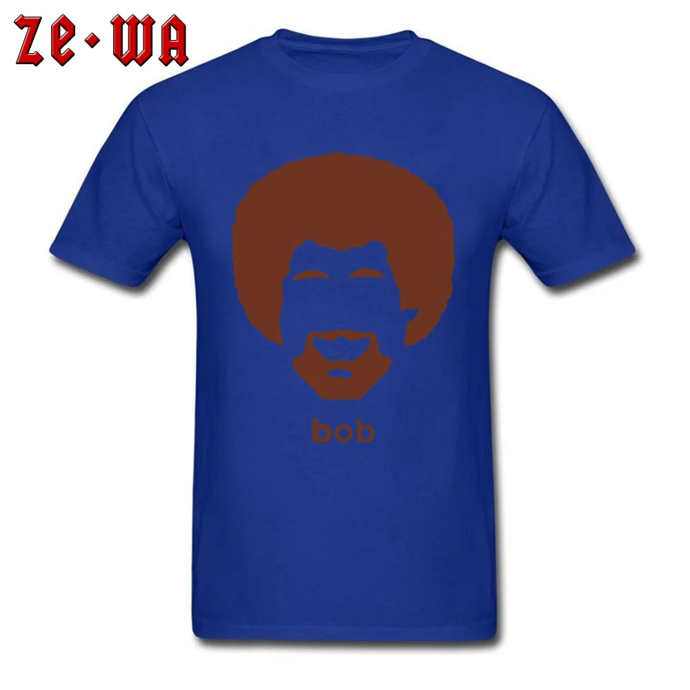 Prevalent Mens Top T-shirts Crew Neck Short Sleeve 100% Cotton Fabric Bob Ross -4445 Tops & Tees Casual T Shirt Bob Ross  -4445 blue