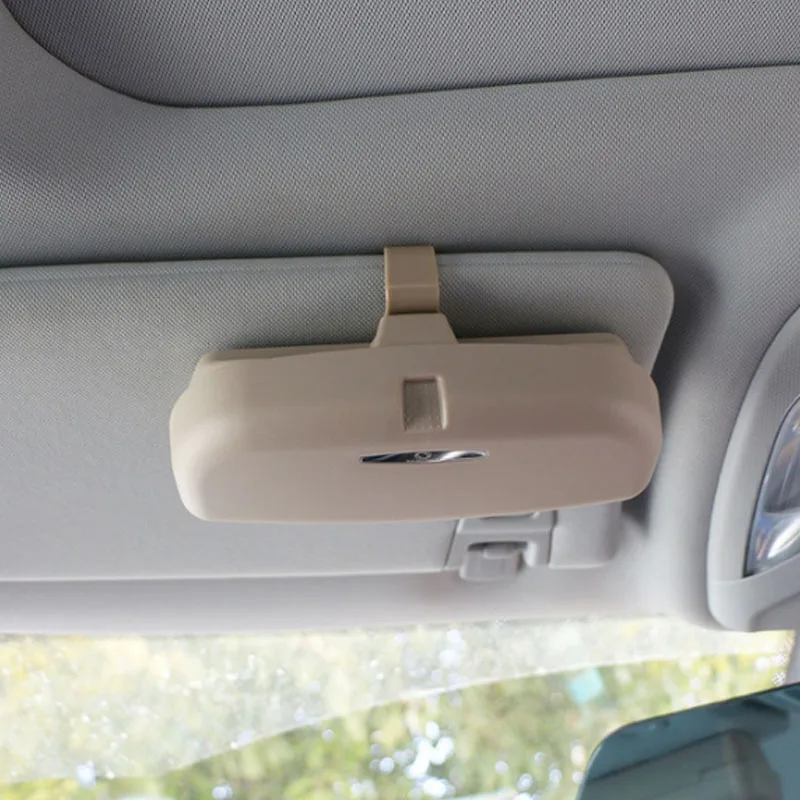 Автомобильный ABS солнцезащитный козырек очки солнцезащитные очки держатель коробка для хранения для Toyota CHR C-HR C HR Rav4 Corolla Camry Prado Аксессуары - Название цвета: Single Buckle Beige