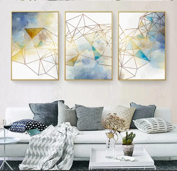 Простые абстрактные цветные геометрические линии декоративные картины Модульная картина Настенная живопись на холсте для гостиной без рамки