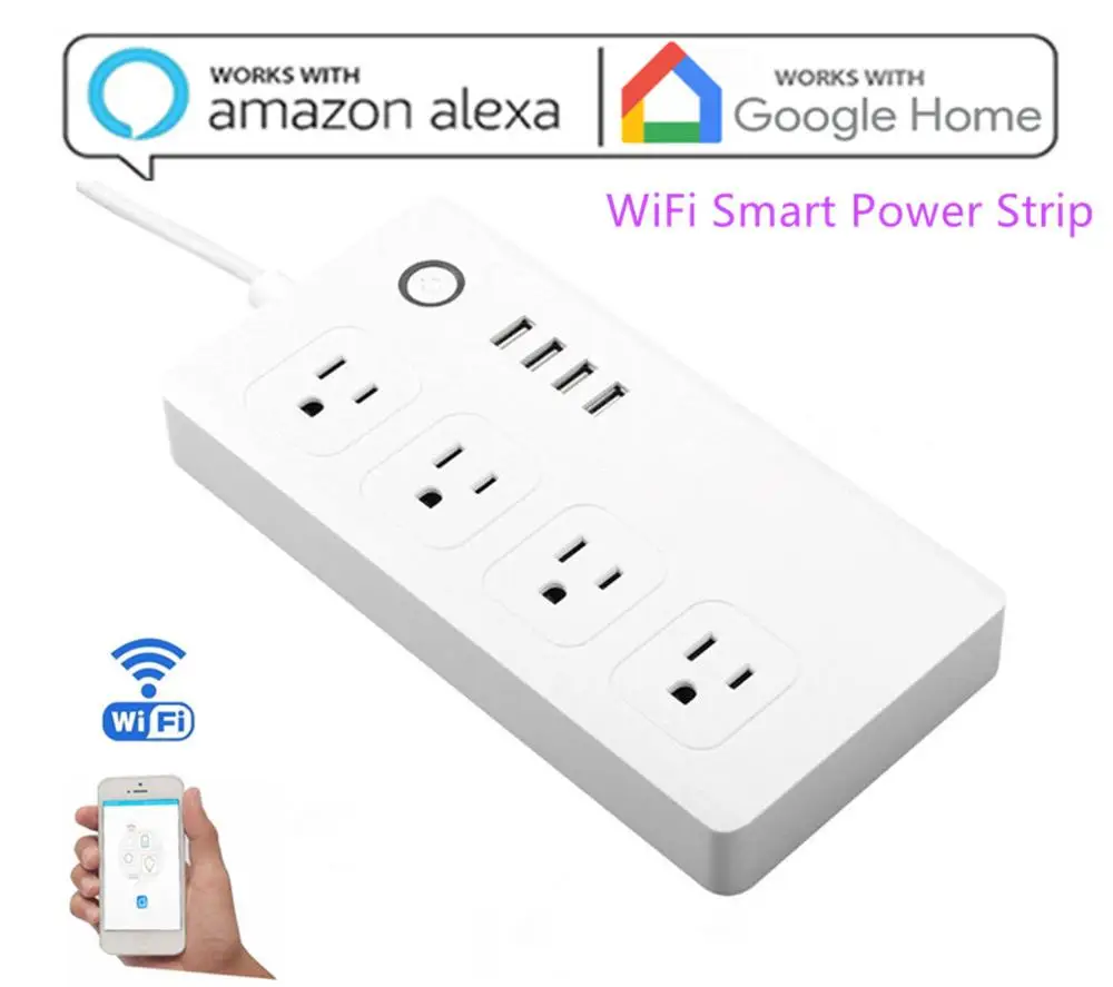 Dveetech WiFi Smart power Strip стабилизатор напряжения с 4 разъемами 4 для смартфона с usb-портом переключатель домашнего управления Su порт Alexa Google