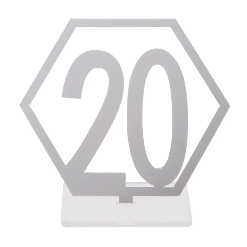 

20x 21-40 Hexagon Table Number Wedding Acrylic Signs Stand Reception Centerpiece