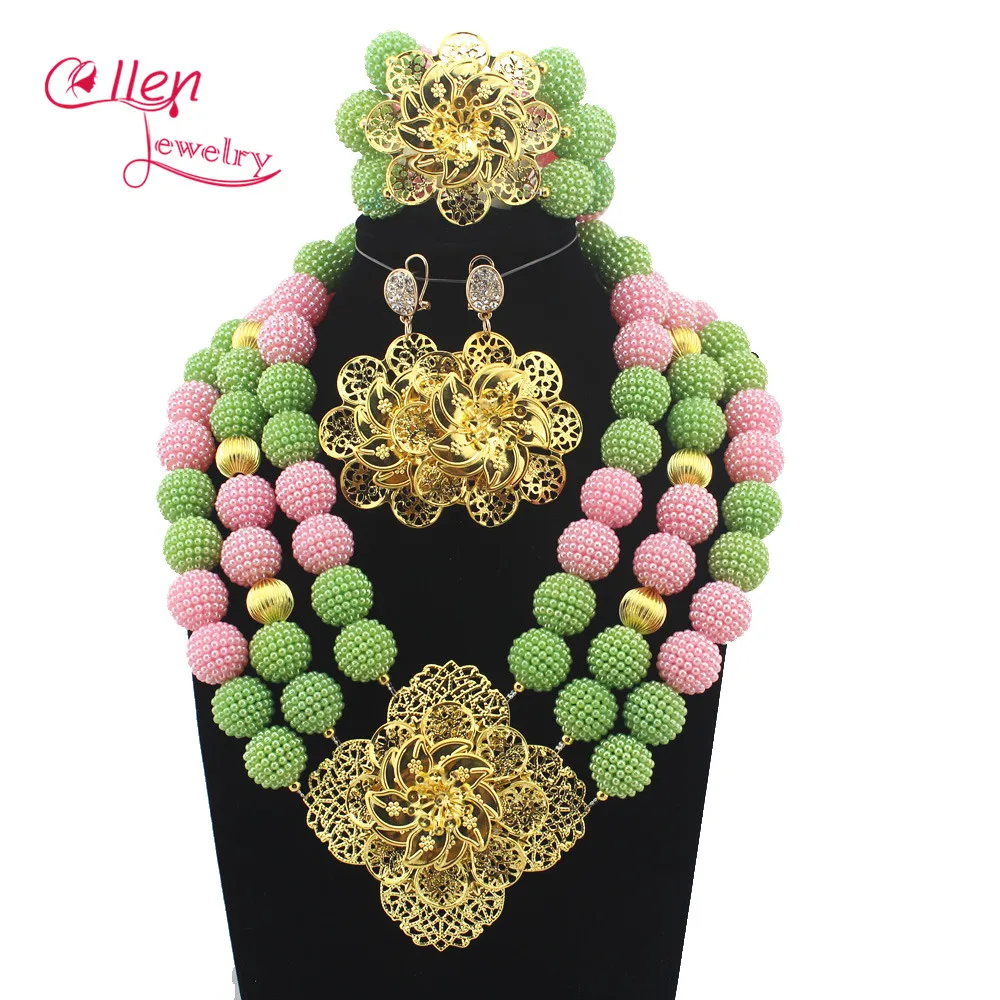 New Arrived Statement Necklace Nigeria Wedding Set Necklace Africa
