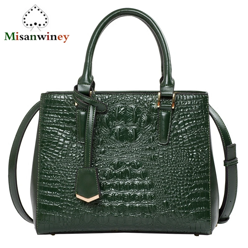 

2018 Crocodile Pattern Genuine Cowhide Leather Handbags Women Killer Tote Bags Female Crossbody Messenger Bags Sac A Main Bolsas