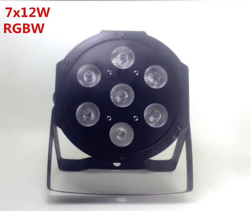 

2pcs/ RGBW 7x12W LED Flat SlimPar Quad Light 4in1 LED DJ Wash Light Stage dmx light lamp 4/8 channes