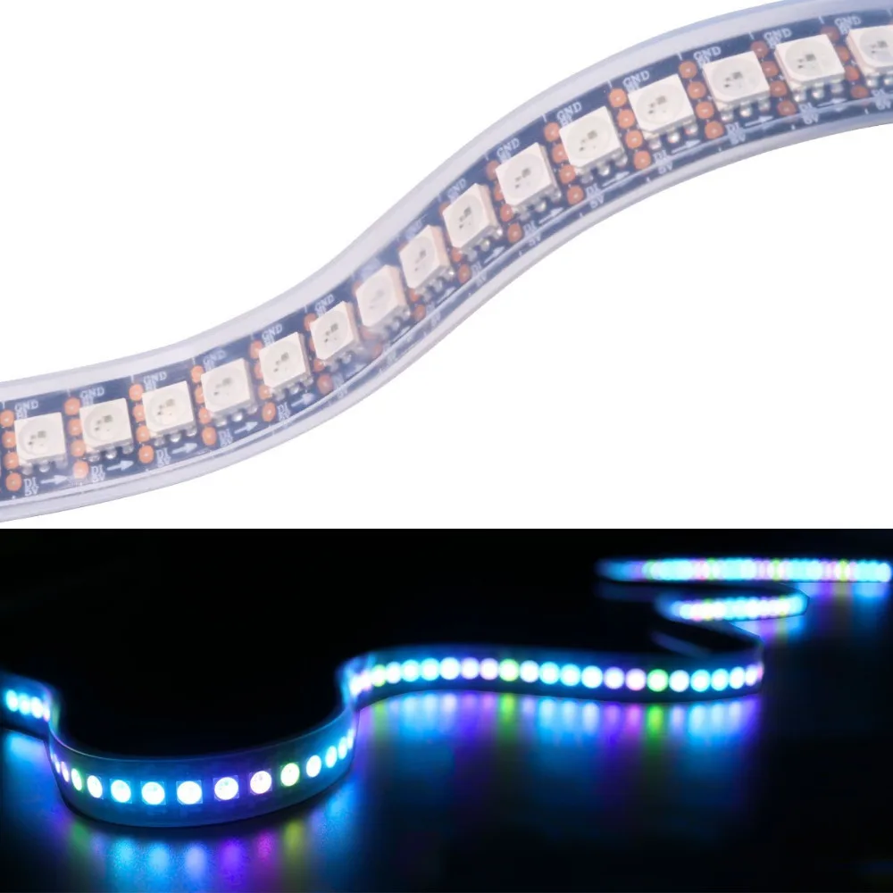 1 м DC5V WS2813 гибкий Светодиодные ленты лента 5050 RGB SM 144 светодиодов/M прибор приемно